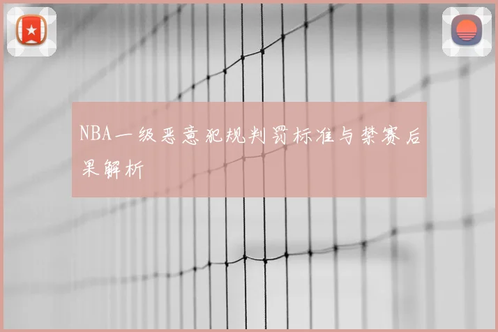 NBA一级恶意犯规判罚标准与禁赛后果解析